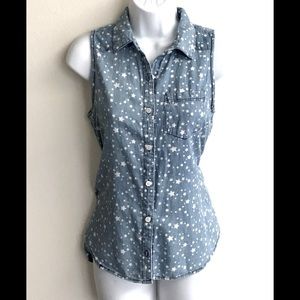 Acid stars on chambray button up